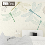 北欧大型壁画卧室定制背景墙壁画田园客厅沙发影视墙3d立体 蜻蜓