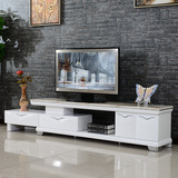 大理石面电视柜 现代小户型客厅简约 白色烤漆创意电视柜茶几组合