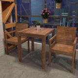 现代简约实木饭店餐桌椅组合 地中海美式复古做旧多功能咖啡桌椅