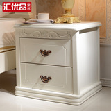 简易欧式烤漆床头柜简约现代象牙白色 韩式实木床边实木柜子斗柜