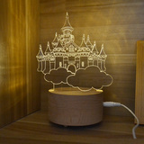 3D木制LED立体装饰台灯音乐盒天空之城八音盒七夕情人节生日礼物