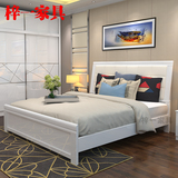 烤漆板式床实木卧室双人床1.5米1.8米简约现代家具组合送床头柜
