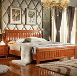 北京包邮实木床 橡木床1.8米1.5米双人床1.2米单人床海棠色高档床