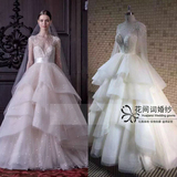 上海实体店刘诗诗结婚照明星同款婚纱长袖钉珠小拖尾齐地可来试穿