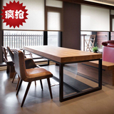 美式餐桌实木长方形宜家小户型家用餐桌复古餐厅甜品店咖啡厅桌椅