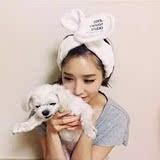 韩国她很漂亮可爱软妹绒布刺绣耳朵发箍洗脸面膜束发带