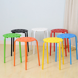 包邮特价塑料凳子八孔圆凳餐凳彩色摞起时尚仿玛琉斯高腿凳子圆凳
