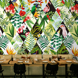 东南亚拼接碎花墙纸 艺术主题森林客厅电视背景墙壁纸 定制壁画