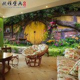 欧式复古3D木纹田园风后花园 大型壁画客厅餐厅 个性无缝墙纸壁纸