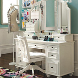 美式梳妆台卧室小户型简约收纳盒欧式实木折叠镜化妆桌电脑桌组合