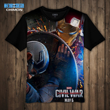 美国队长3内战钢铁侠CP短袖T恤盾牌衣服男青少年夏季新款上衣2016