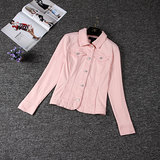 外贸原单夹克，纯色百搭型的外套，单排扣牛仔夹克上衣长袖