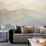 宜家简约北欧大山墙纸 客厅电视背景墙壁纸 无缝中式创意素色壁画