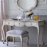 出口原单美式新古典实木梳妆台 欧式法式复古做旧橡木化妆桌 书桌