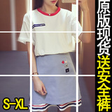 2016新款韩版两件套装连衣裙女 夏季宽松短袖T恤+半身短裙子D304