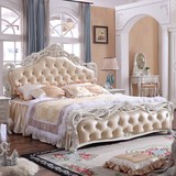 欧式床双人床实木床高箱床储物床 婚床1.8米田园床雕花法式床家具