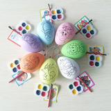 复活节彩蛋diy 塑料手绘彩蛋 儿童装饰创意绘画玩具 卡通彩蛋批发