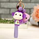 韩国创意礼品果冻猴子钥匙挂件可爱铃铛汽车钥匙扣女包包钥匙链圈