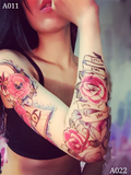 一套两张 韩国玫瑰时钟大手臂花臂纹身贴防水男 3D女性感持久贴纸