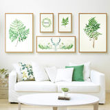 现代装饰画北欧简约画客厅沙发背景画绿植画美式乡村画挂画小清新