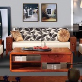 新中式实木沙发 榆木布艺沙发组合仿古明清古典小户型客厅家具