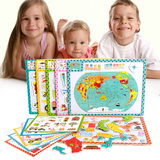 宝宝男女木质磁力性中国世界地图 动物拼图拼板幼儿园玩具2-3-9岁
