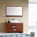 中式橡木浴室柜落地洗手台盆柜组合实木卫浴柜卫生间洗脸盆柜整体