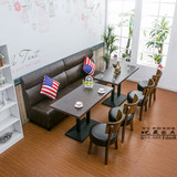 咖啡厅沙发 奶茶店 靠墙卡座 西餐厅茶餐厅复古北欧沙发桌椅组合