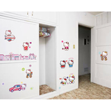 可爱hellokitty墙贴卧室儿童房衣柜门KT凯蒂猫装饰贴纸贴画可移除