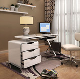 新款书房台式电脑桌 现代简约家用卧室白色烤漆书桌书架书柜组合