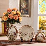 欧式陶瓷花瓶三件套 创意奢华家居饰品摆件 客厅花器花插结婚礼物