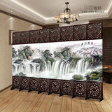 中式屏风客厅玄关门 简约时尚现代酒店办公室实木隔断折屏山水画