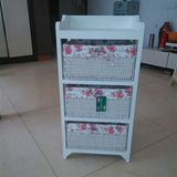 韩式田园风格布艺储物收纳实木柜整理床头柜35公分长宽特窄柜特价