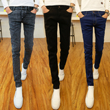 夏天超薄高弹力牛仔裤男韩版时尚小脚修身型紧身青年男士青春流行