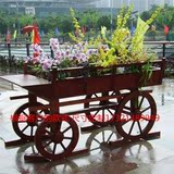 商场户外展示售货车公园广场景观花车带轮可移动花架防腐实木车子