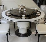 新款大理石餐桌圆形 韩式大理石餐桌椅组合 简约现代时尚高档圆桌