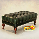 美式实木换鞋凳床尾凳欧式复古做旧沙发凳长条凳坐凳新古典凳现货