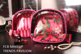 新款VS 维多利亚的秘密粉色条纹夏威夷pvc化妆包收纳包防水洗漱包