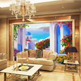 欧式地中海油画风景大型3d无缝壁画电视机背景墙客厅卧室壁纸墙纸
