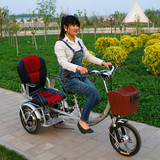 老年脚蹬电动两用三轮车自行车代步车人力车脚踏车接孩子座椅折叠