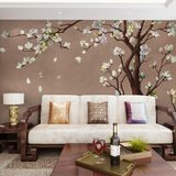 新中式复古墙纸 无纺布素色卧室客厅电视背景墙壁纸 艺术个性壁画