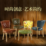 欧式复古餐椅美式乡村实木椅现代简约拉扣椅子休闲椅北欧咖啡厅椅