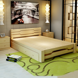 实木双人床1.5 1.8米大床松木儿童床单人床1.2米卧室简易实木床