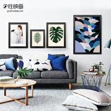 现代简约客厅沙发背景墙装饰画餐厅挂画北欧抽象植物黑白宜家壁画