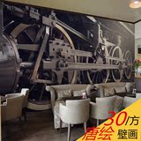 3D立体火车壁纸怀旧餐厅咖啡奶茶店壁画复古水泥砖墙致青春墙纸布