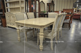 美式实木方形餐桌做旧仿古雕花餐桌椅组合法式乡村别墅客厅餐桌