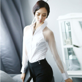 夏季韩版女长袖衬衣修身时尚百搭显瘦中长款真丝欧根沙上衣白衬衫