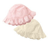 【现货】英国代购NEXT16春夏女宝宝可爱纯棉花边遮阳帽 帽子2件组