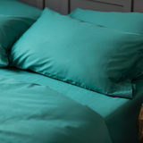 纯色优品 长绒棉贡缎四件套素色春夏床品纯棉现代简约床单式 绿色