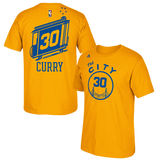 美国NBA正品 adidas勇士队库里T恤短袖黄色复古The City Curry